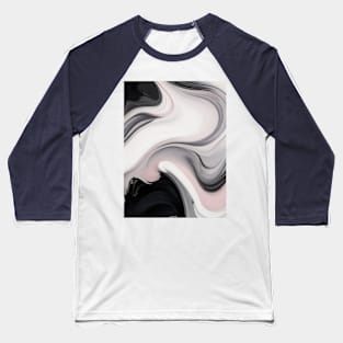 Blush and Payne's Grey Flowing Abstract Painting black color Baseball T-Shirt